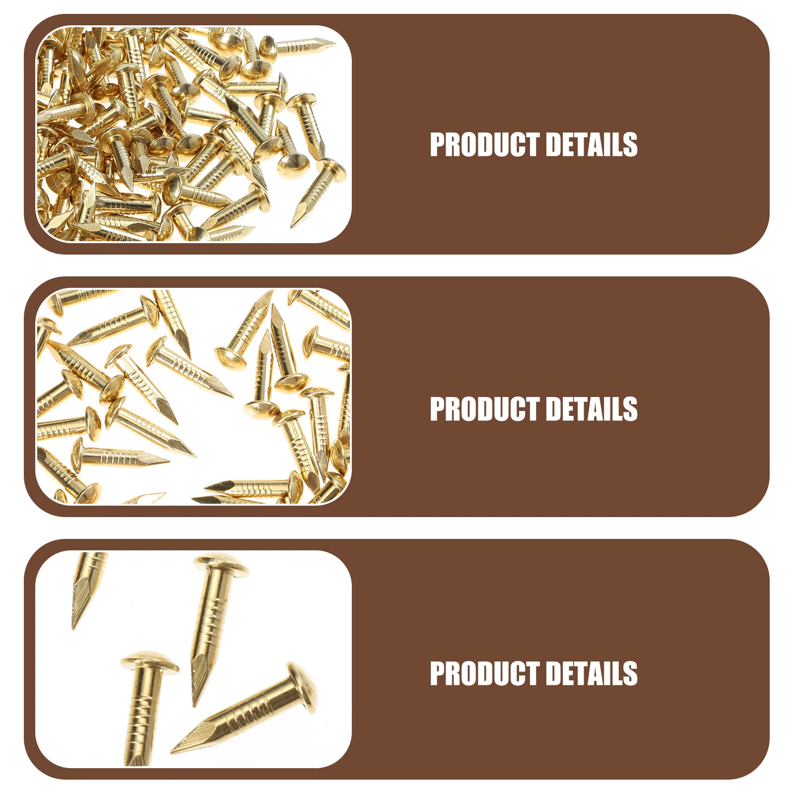 

285pcs Round Head Copper Nails Small Size for Woodworking Furniture Craft Decoration Hardware Accessories Golden Color