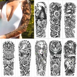 Autocollant de Tatouage Temporaire pour Bras Complet, Faux, Imperméable, Indien, Grande Fleur, Art Corporel, Accessoire de Câlin, 10 Pièces