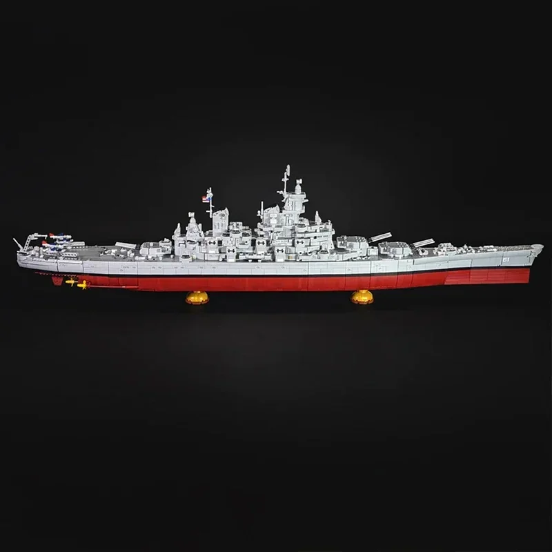 MOC World War II USS Lowa BB-61 Warship Ship Building Blocks Set Military Battleship Boat Bricks DIY Toys Children Birthday Gift