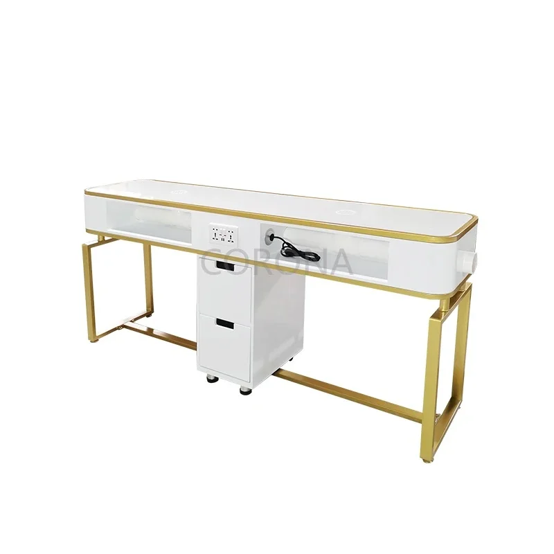 Professional Beauty Salon Furniture Modern Double Nail Tech Table Manicure