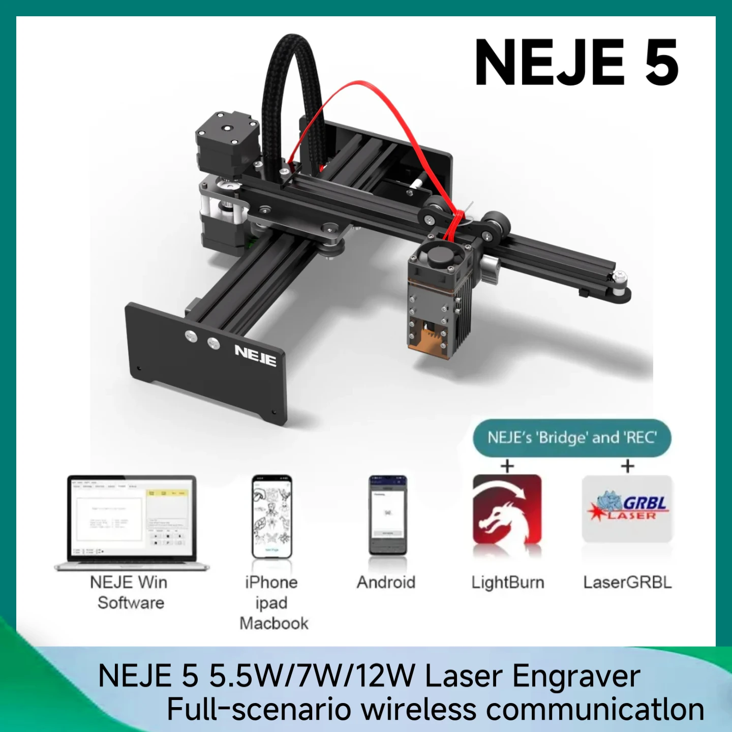 NEJE 5 A40640/E40/E30/A40630/N30820 Wireless Laser Engraver & Cutter | Bluetooth APP Control | For Wood, Leather, Acrylic