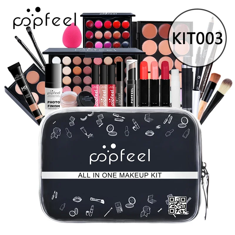 

POPFEEL All in One Makeup Kit Full Set Box(Eyeshadow, Lip Gloss,Lipstick,Brushes,Eyebrow,Concealer,Eyeliner)Beauty Make Up Bag