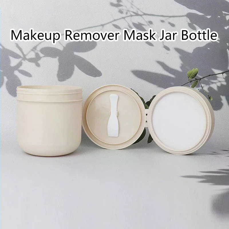 1pcs 300/400ml Refillable Makeup Remover Jar With Spoon Plastic Empty Makeup Jar Pot Travel Face Cream Lotion Cosmetic Container