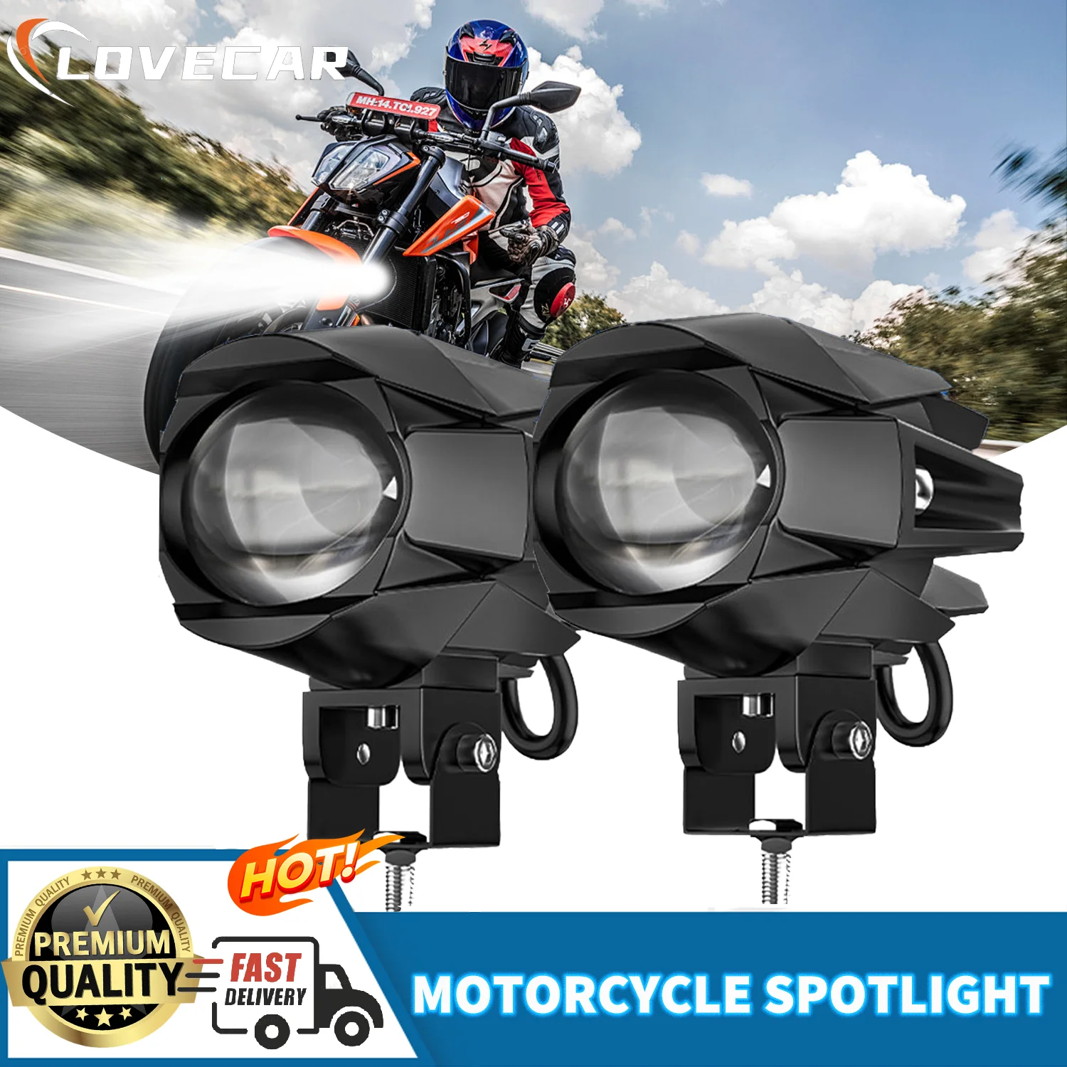 

Motorcycle 3inch Fog Lights Driving High/Low High Power Projector Auxiliary SpotLight for 4x4 ATV Truck Bike SUV ATV Truck UTV