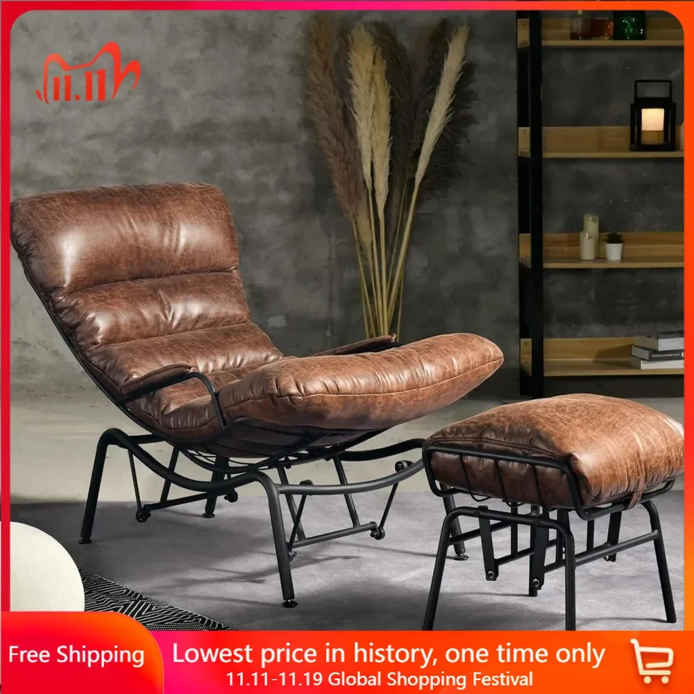 Recliner, Leisure Rocking Chair, with Comfortable Cushion, with Footstool, Suitable for Living Room, Bedroom, Leisure Recliner