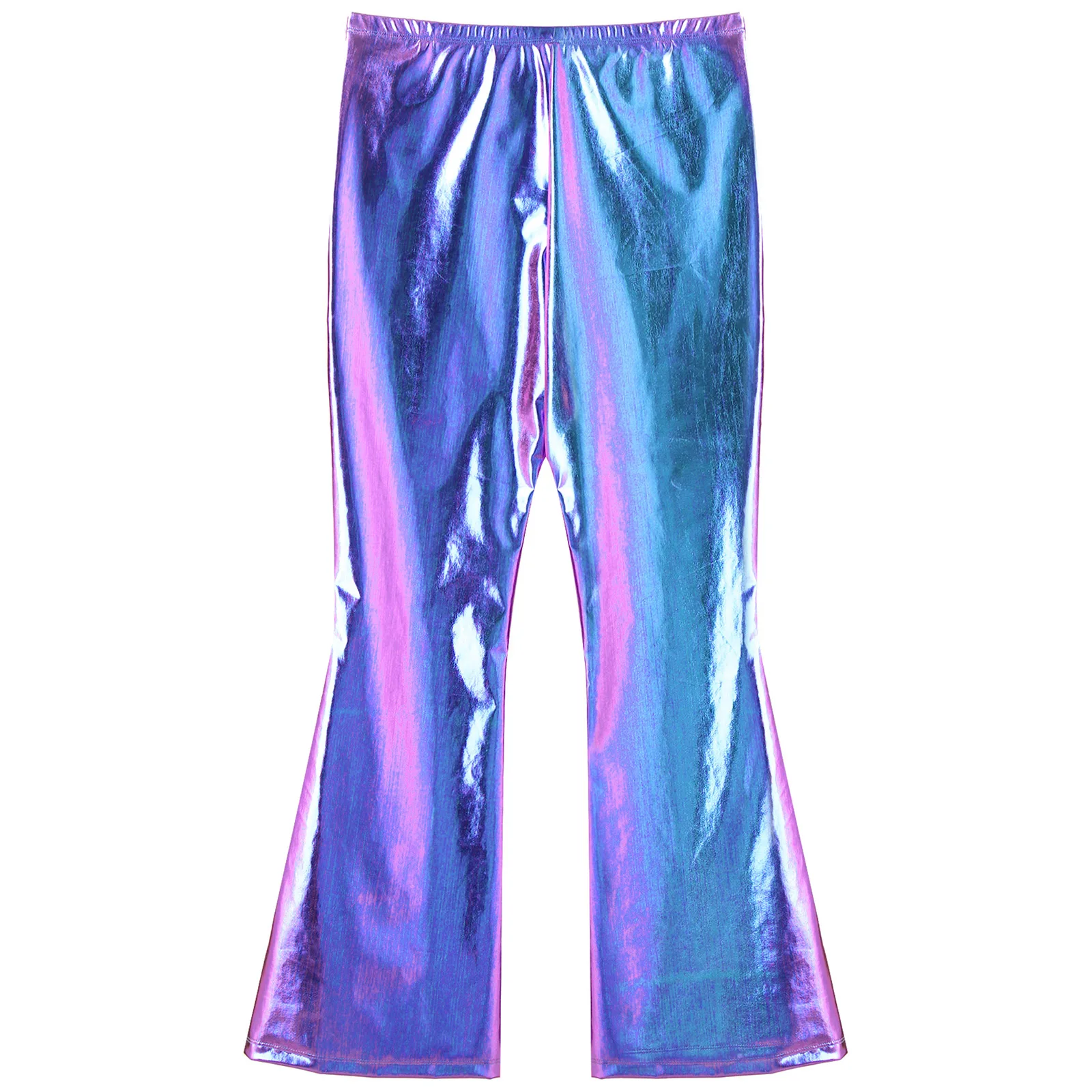 Herrenmode glänzende metallische Schlag hose Glocken hose für Rave Party Club Disco Pole Dance Stage Performance Streetwear