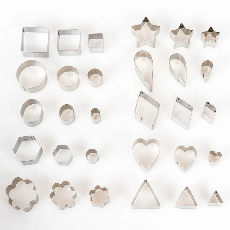 30pcs/set Stainless Steel DIY Baking Mini  Geometric Pattern Biscuit Mold Cake Mold Fruit Cutting Mold image 5
