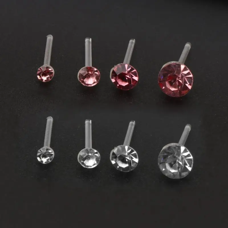 Nice 20 Pairs 2-5mm Ear Studs Earrings Faux for Rhinestone Studs Nose Lip Ear Sticks Chin Ear Needles Dropship