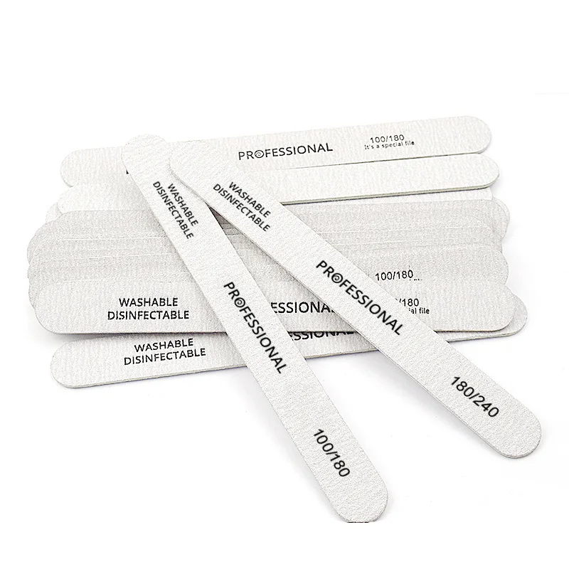 Professional Thin Wood Nail File Washable Disinfectable Double Grit Nail Sanding Strip for Natural Nail Shaping Manicure