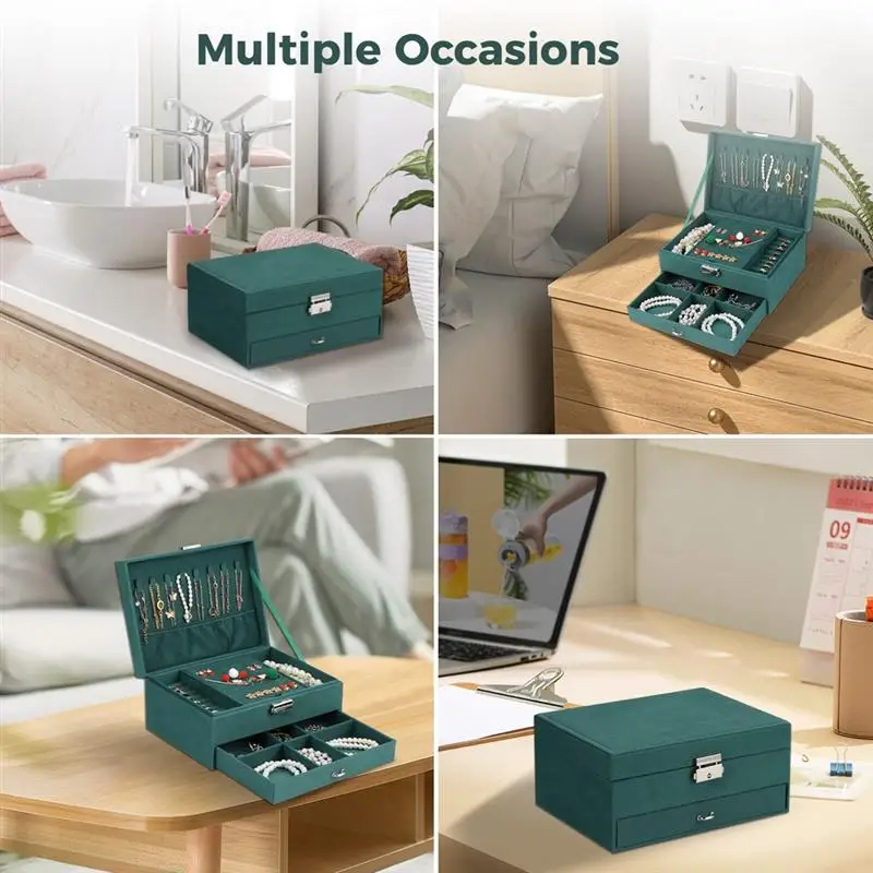 Jewellery Storage Box 2 Layers Portable Jewelry Storage Box Traveling Jewelry Organizer For Necklace Earrings Jewellery Gift Box