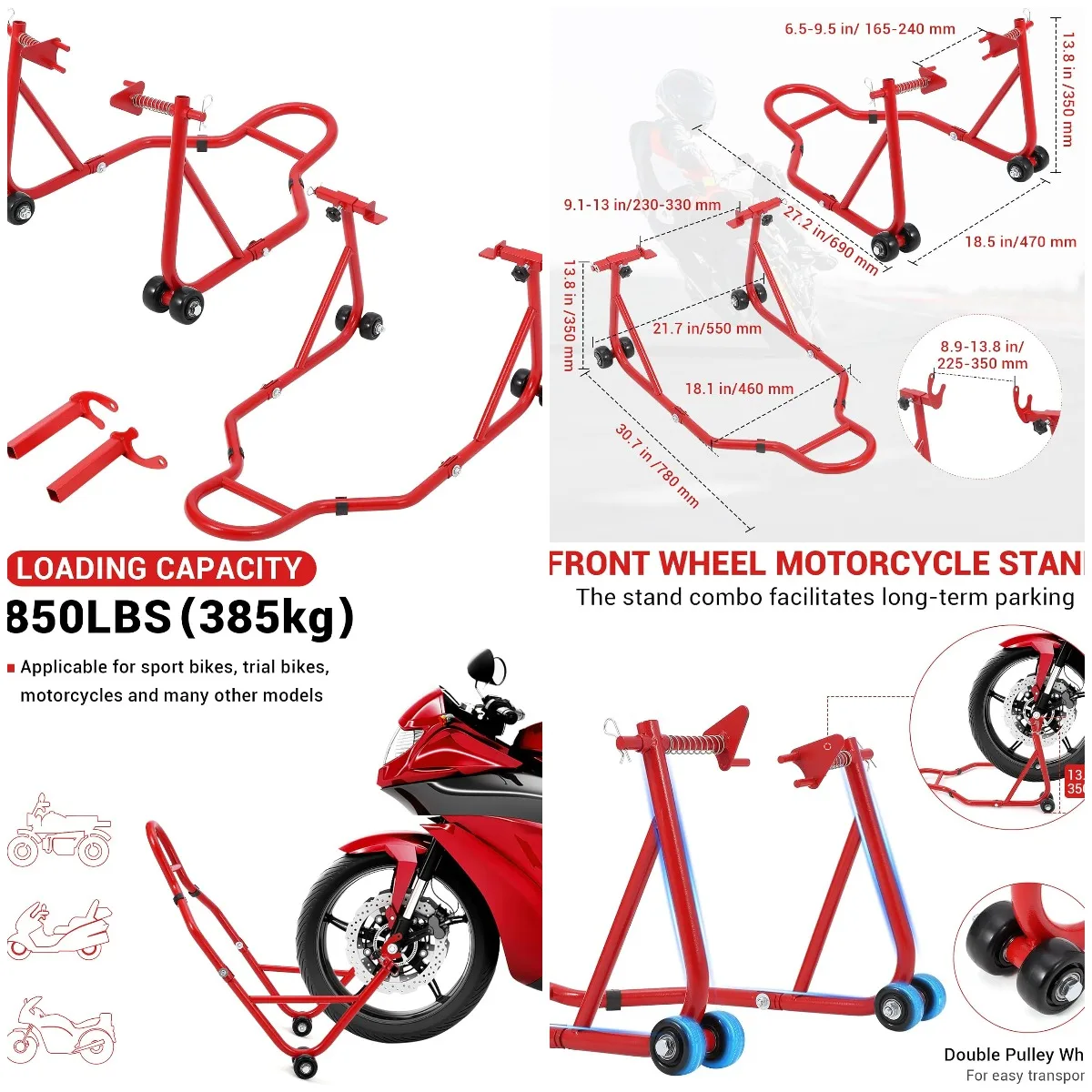 

Motorcycle Stand Lift, 850Lbs Capacity, Universal Paddock Stand for Maintenance
