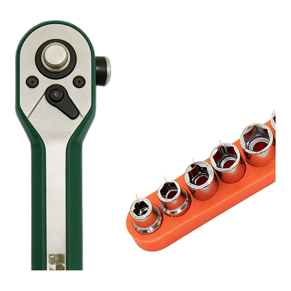 Workshop Use Quick Ratchet Wrench Compact Ratchet Wrench For DIY Industrial Tweezers Yellow Green High Torque Output