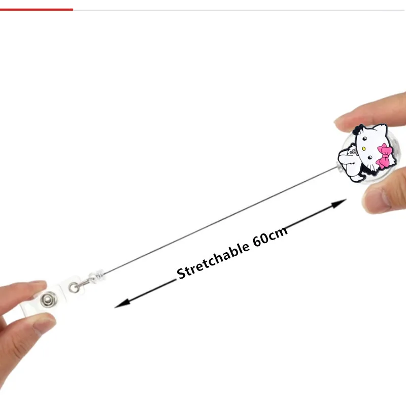 1 قطعة Miniso سانريو شارة بكرة قابل للسحب ID الحبل اسم بطاقة تعريف شارة حامل كليب معاطف للأطباء والممرضات طالب مكتب الملحقات