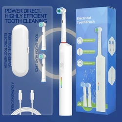 Cepillo de dientes eléctrico giratorio de cabeza redonda para adultos, cerdas suaves, inducción automática, conjunto de parejas para hombres y mujeres, Compatible con Orab