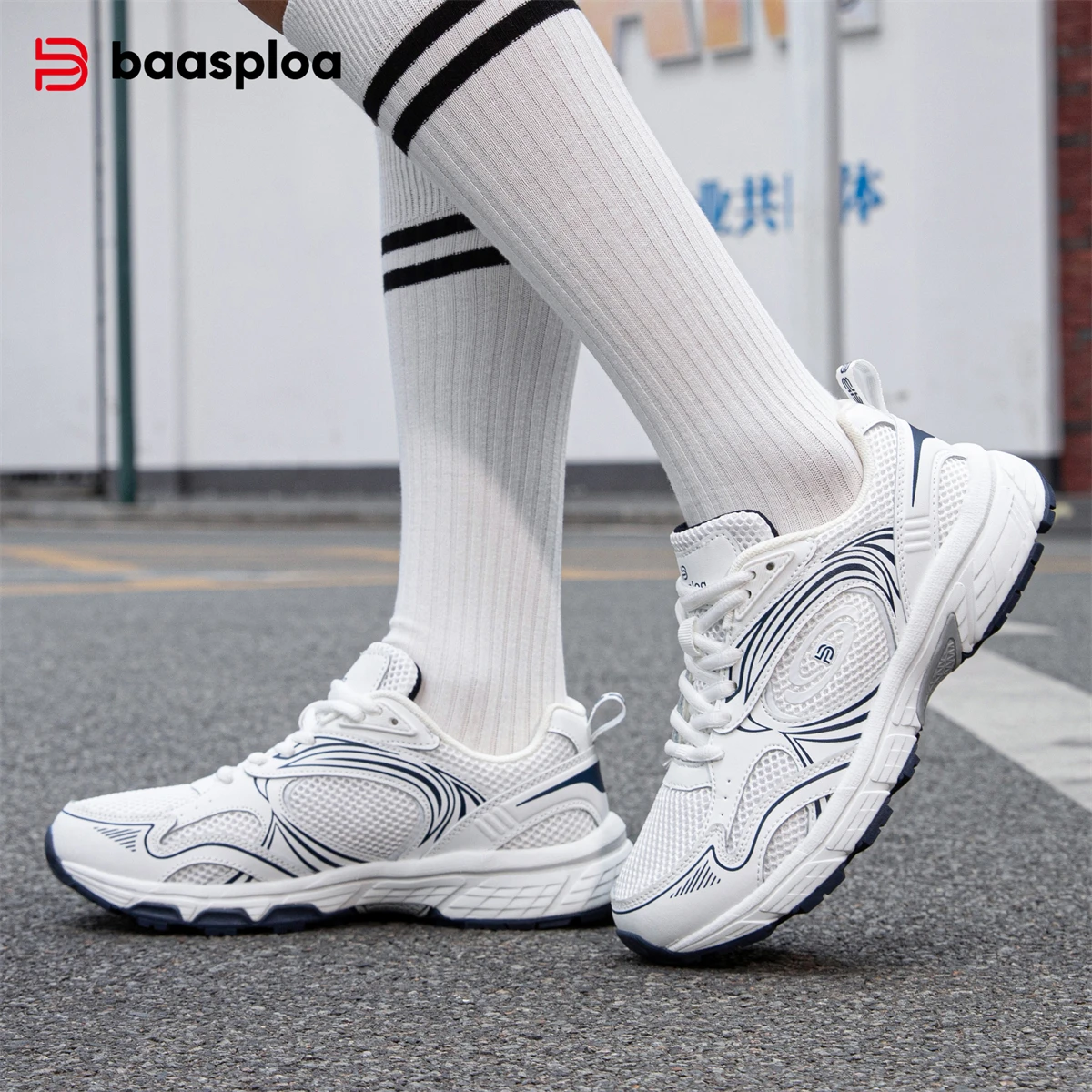

Baasploa New Women Sports Shoes Outdoor Casual Mesh Lace Up Non-slip Jogging Sneakers Female Lightweight Breathable Running Shoe