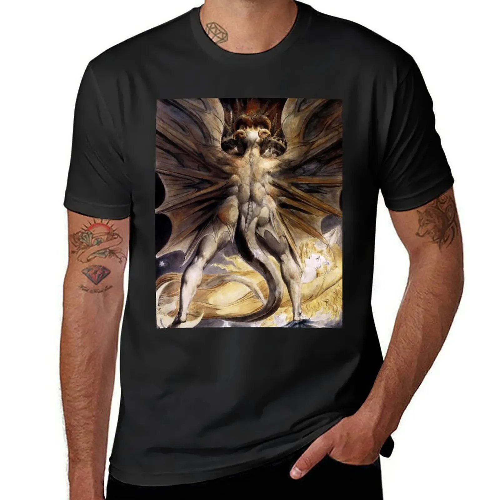 

William Blake Red Dragon T-Shirt anime for a boy quick-drying summer top plain white t shirts men