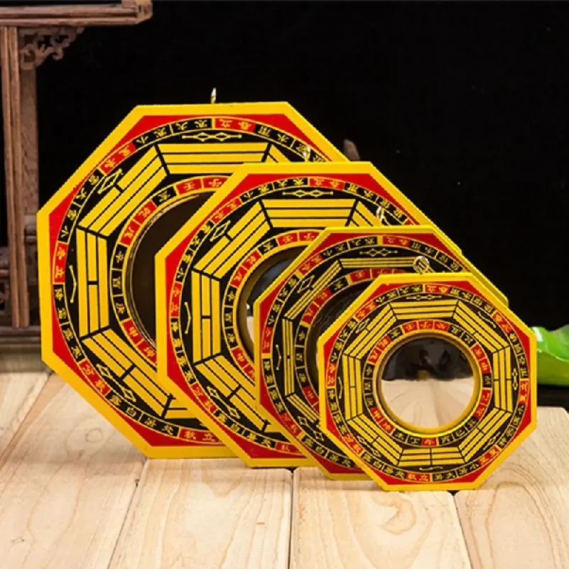 Stainless Steel Mirror Face Chinese Convex Dent Bagua Mirror Lucky Ancient Bagua Feng Shui Mirror Exquisite Retro