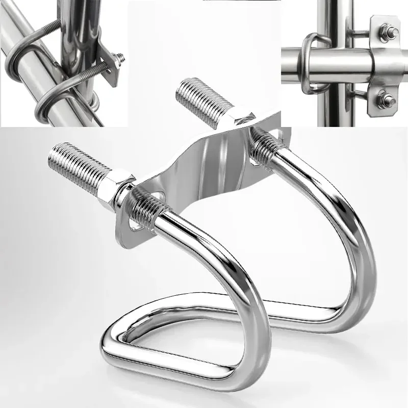 304 Stainless Steel Double U-shaped Pipe Clamp Bolt Cross U-shaped Screw Clamp Water Pipe Limit Clamp