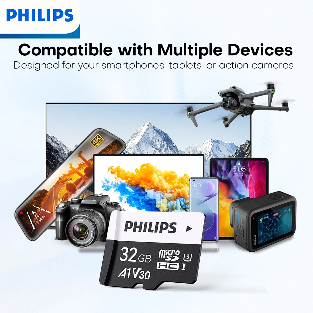 Philips Ultra Micro tf SD card 256GB 128GB 64GB Mini SD Card SD/TF Flash Card Memory Card 16g 32g miniSD With Adapter for Camera