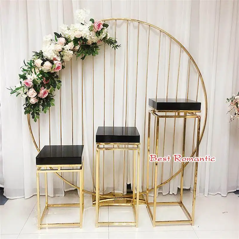 Wrought iron square dessert table round column cake table welcome area sign-in