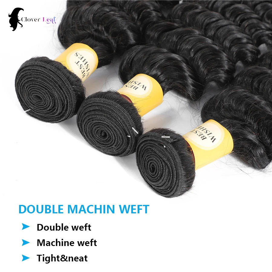 26 26 26 inch Deep Wave Human Hair Bundles Raw Hair Bundles 100% Natural Deep Curly Remy Peruvian Hair Weave Extensions 3 4 Deal