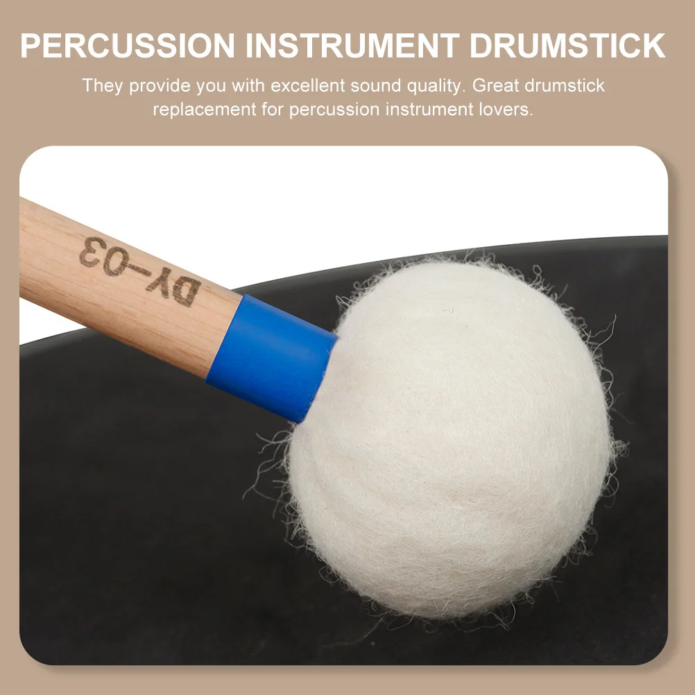 

2Pcs Felt Wooden Handle Drum Mallets Percussion Drumstick Accessory Professional Drum Hammer Replacement for Percussion
