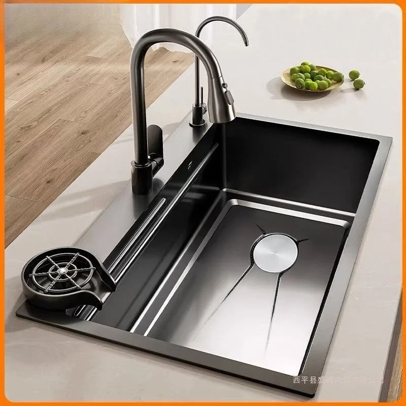 Embossed 5.0MM thickened 304 stainless steel sink large single sink kitchen dishwashing
