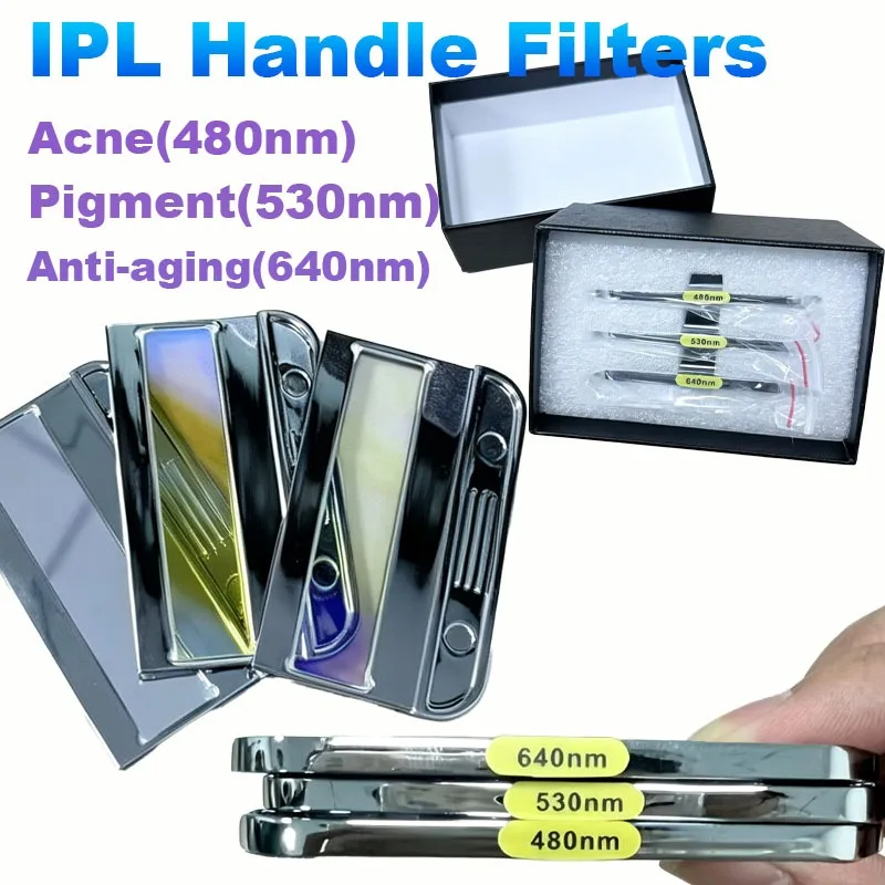 IPL Handle Filters 480nm 530nm 640nm for Hair Removal Equipment Handle Use Beauty Accessory Replacement Filter Lens withGift Box