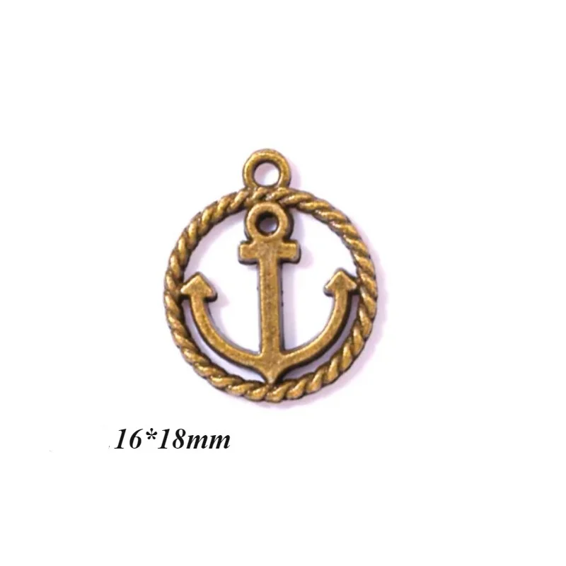 10Pcs Antique Silver Bronze Plated Ocean Anchor Pirate Rudder Fish Hook Charms Nautical Pendants For Diy Jewelry Making Findings