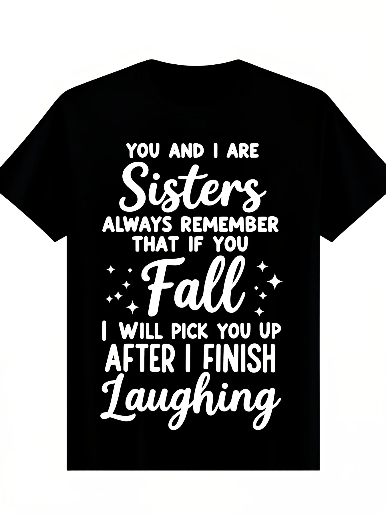 Unisex's Couple TShirt You And I Sisterhood Handwritten Design Soft And Breathable Round Neck Perfect for Matching with Sisters Everyday Use And Gift Giving4Retro Casual Short-sleeved T-shirt with a Round Neck and Printed Pattern Suitable for Daily
