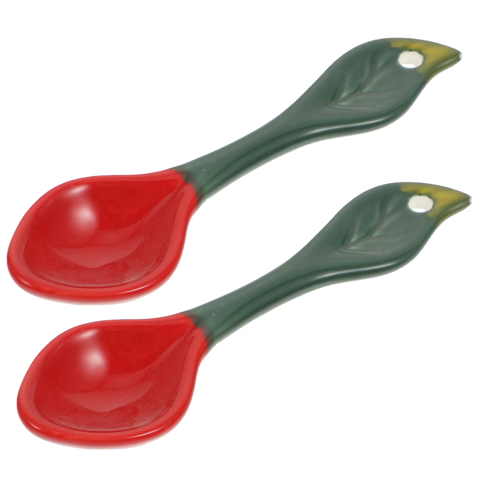 

2Pcs Strawberry Spoons for Kids Ceramic Children Dessert Spoon Lovely Fruit Design Tableware Fine Workmanship Safe Smooth