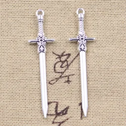 20pcs Charms Sword Dagger 49x12mm Antique Silver Color Pendants DIY Crafts Making Findings Handmade Tibetan Jewelry