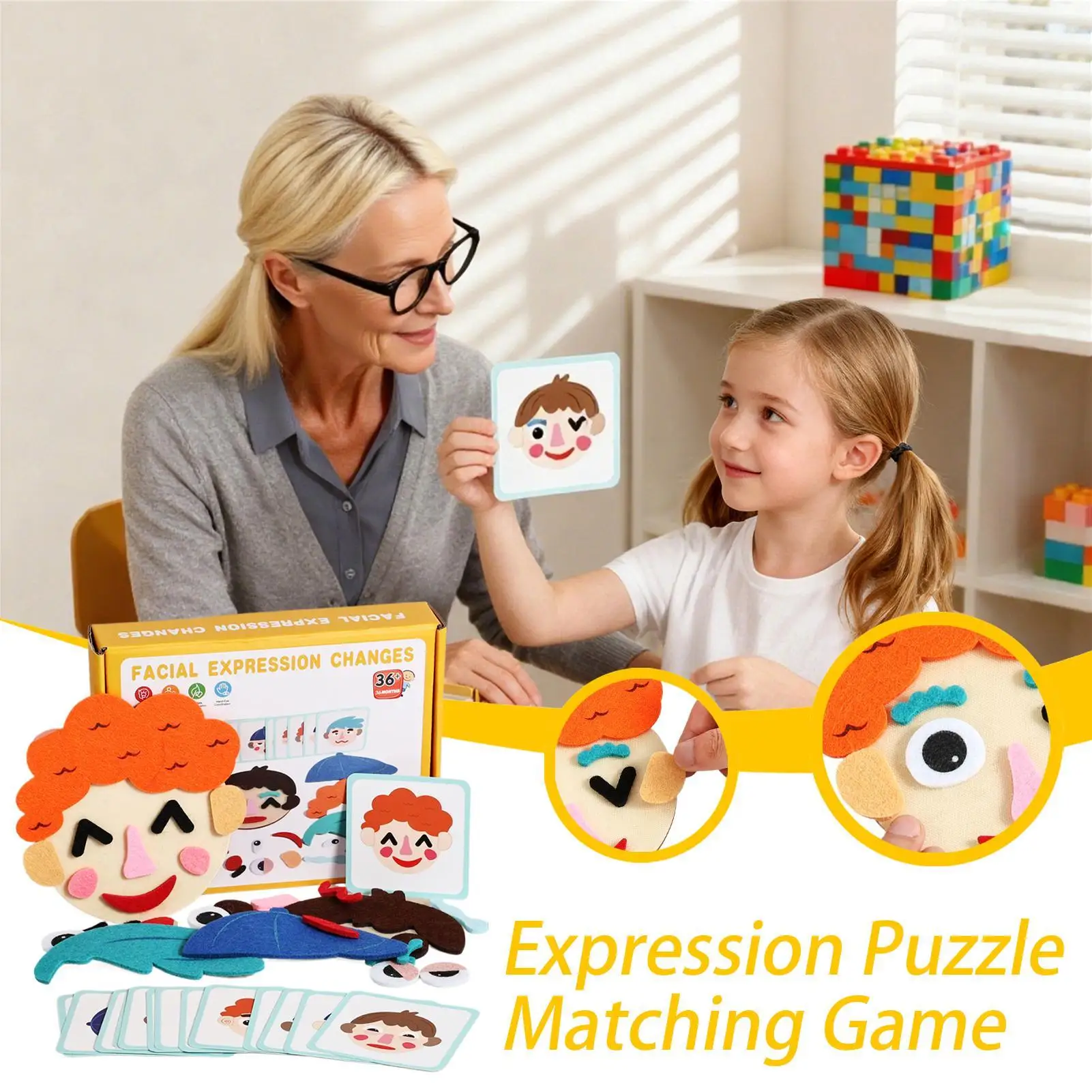 Expressão quebra-cabeça jogo de correspondência divertido jogo educativo com cartões flash brinquedo de aprendizagem emocional social para criança pré-escolar