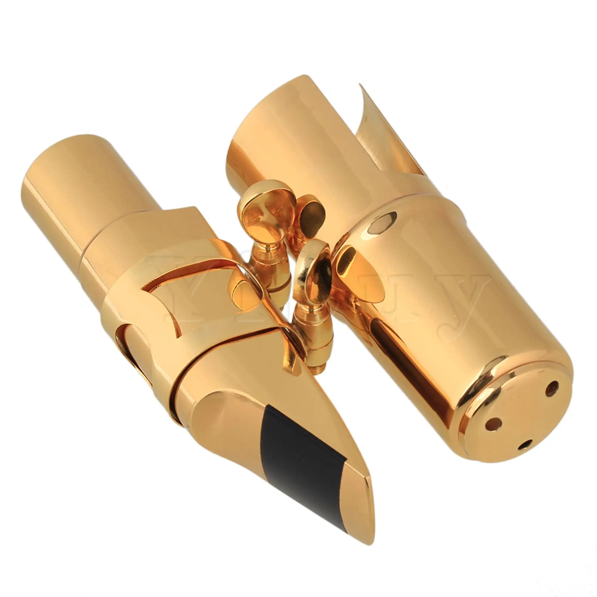 

Yibuy 3 PCS Tenor Saxophone Brass Mouthpiece with Cap and Ligature Size #7 Golden Plated