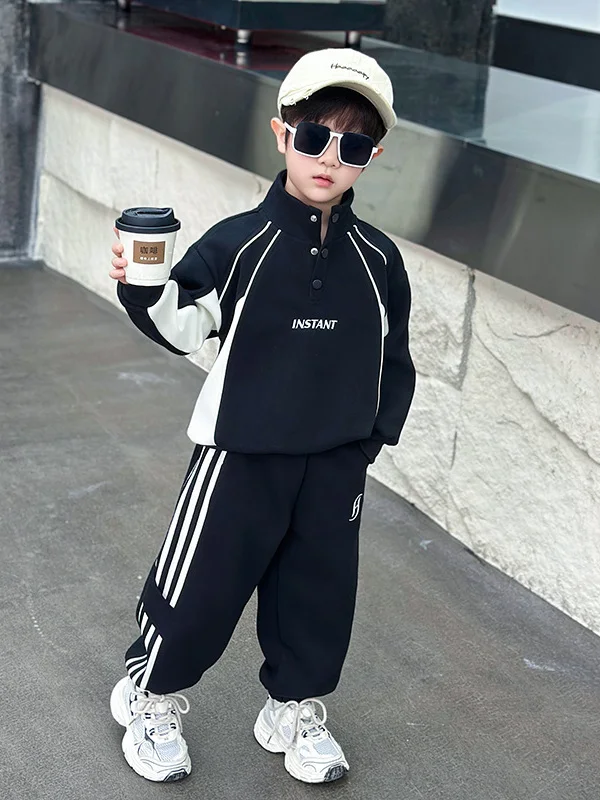 

Boys Spring Autumn Set 2026 New Children's Hoodie Jaet Cute Baby Spring Clothes Two Piece Set Trendy Brand Youth Long Sve