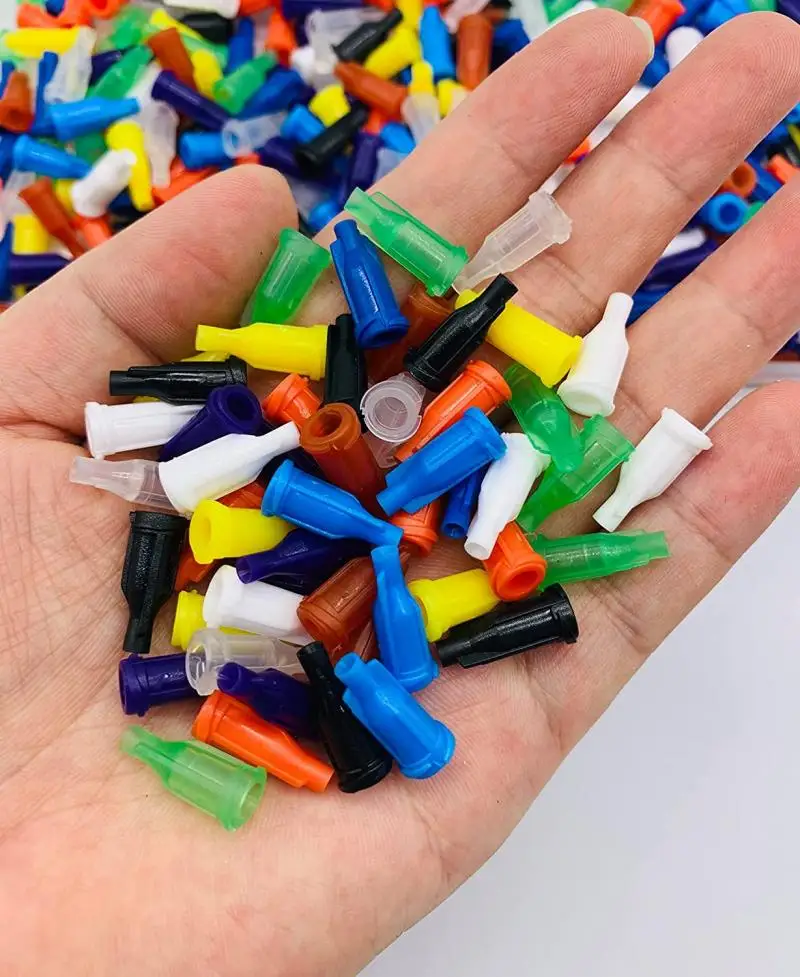 50/100pcs multicolor syringe head cap syringe dispenser dispensing needle sealing plug syringe cap combination