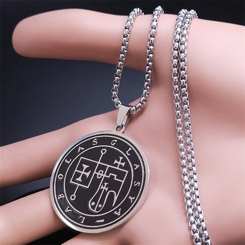 Glasya Labolas Goetia Talisman Necklace Stainless Steel Key of Solomon Sigil Chain Necklaces Jewelry colar masculino 7768