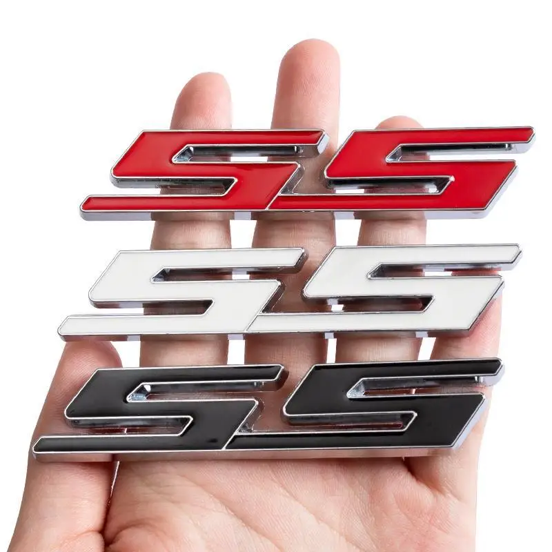 3D Metal Silver Black Red Logo SS Emblem Car Rear Trunk Badge Decal SS Stikcer Accessories