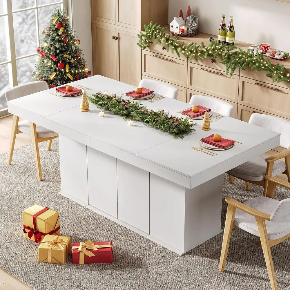 Large Rectangular Dining Table for 6-8, 78 Counter Height with Storage, Suitable for Kitchen, Dining, Living Rooms