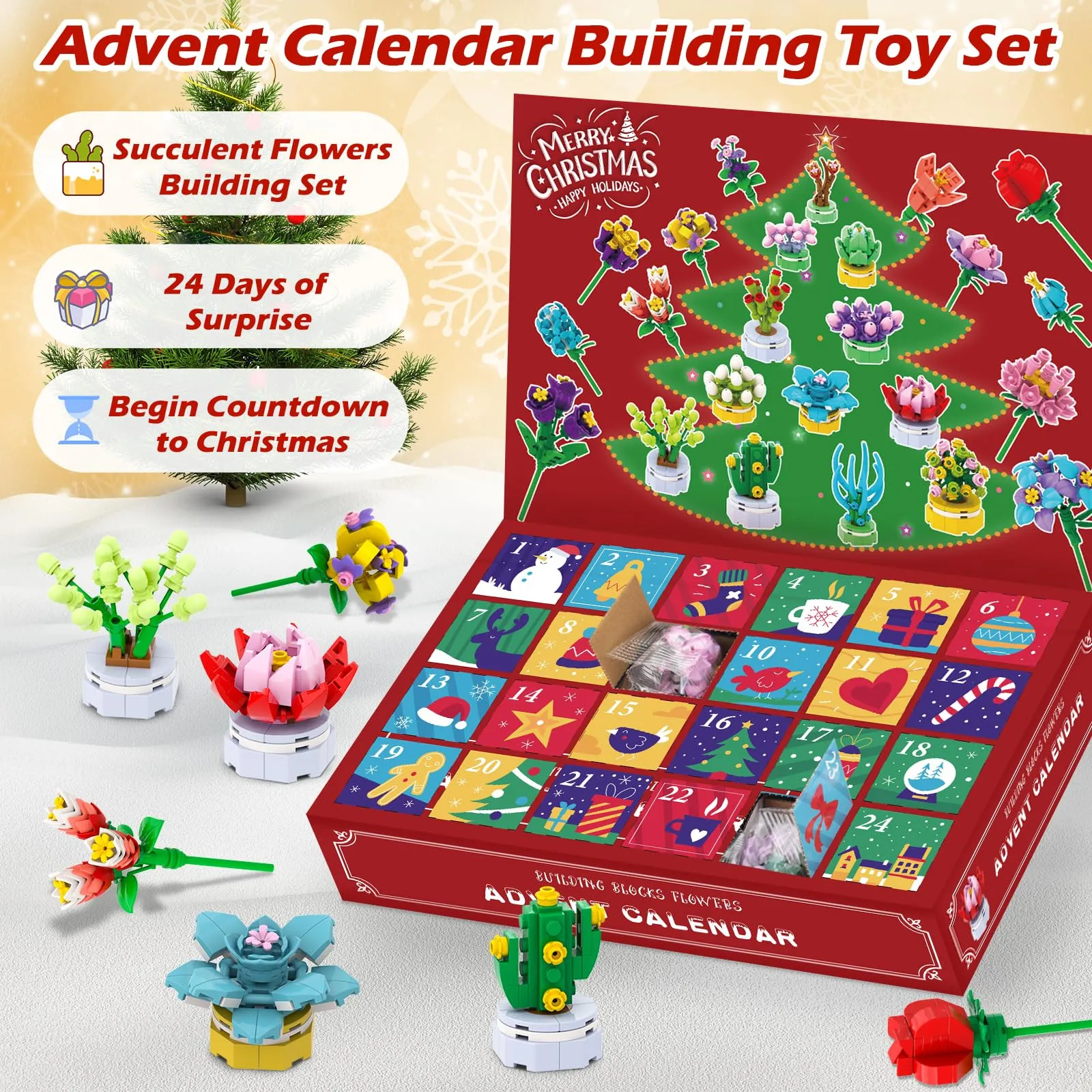 Christmas Advent Calendar Contains 24 Gifts, Christmas Cute Figures Doll Advent Calendar With Surprise Toys