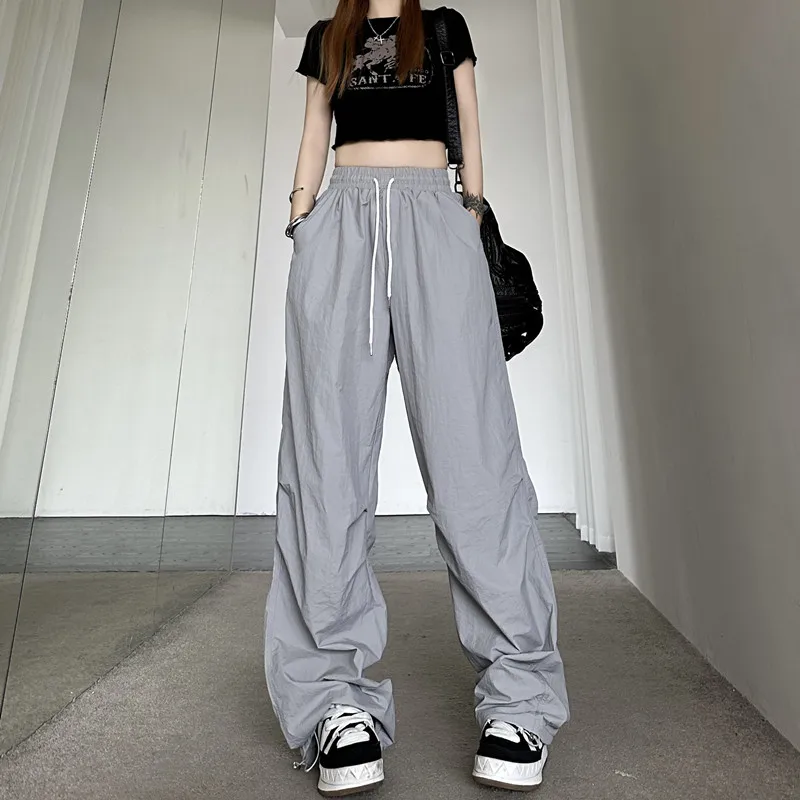 

WCFCX STUDIO Cargo Casual Pants Women Autumn Wide Leg Trousers High Waist Fashion Streetwear Parachute Straight Pantalon Y2k