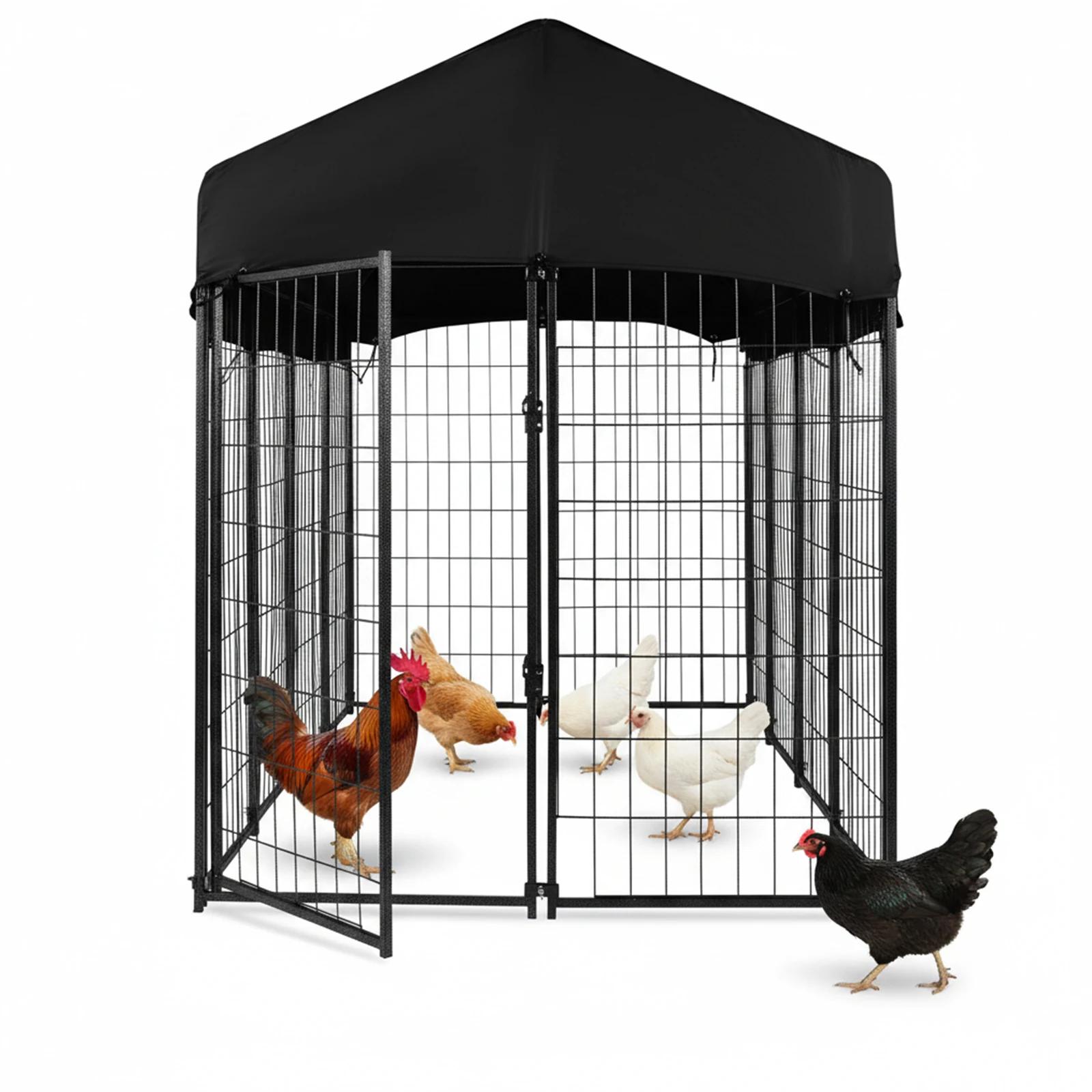 

Chicken Coop Outdoor Secure Wire Crate Kennel Steel Welded Wire Kennel Waterproof Tarpaulin Multipurpose for Medium SmallDog Hen