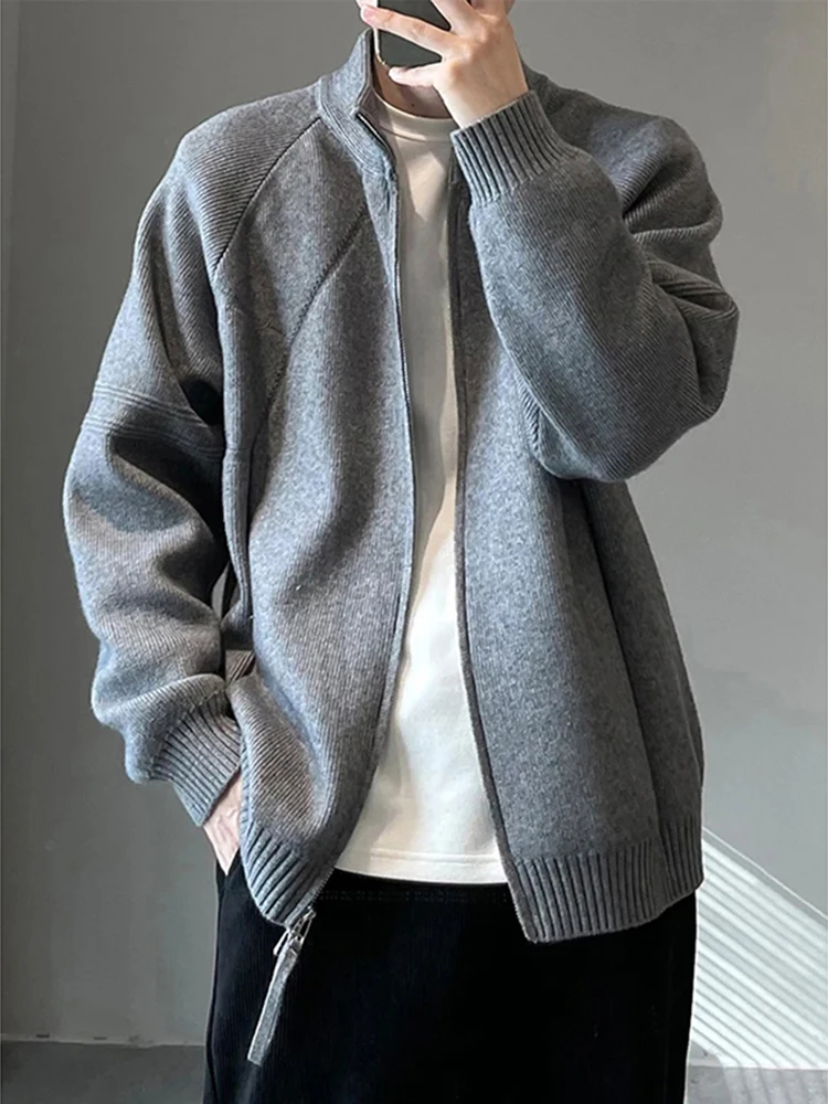 

Мужской вязаный кардиган Cleanfit с отложным воротником на молнии в корейском стиле, повседневная зимняя одежда