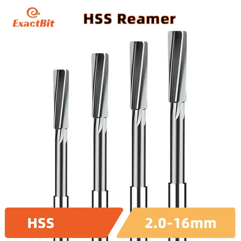 SQ HSS Reamer Chucking Machining Tool Spiral Flute Cobalt Cutting H7 Shank Diameter 2mm-16mm for Metal Steel Aluminum Hole Drill