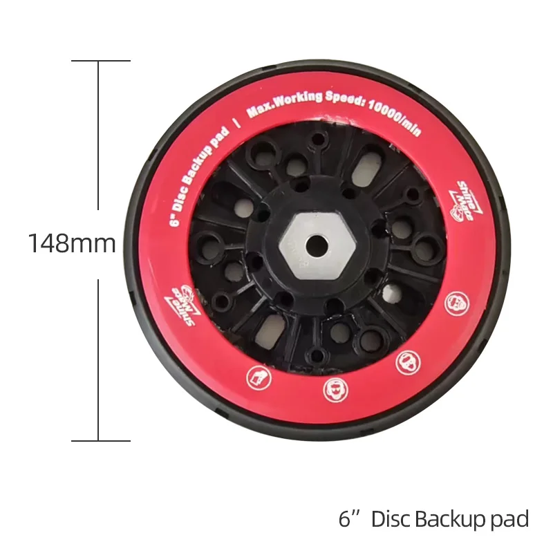 

6 "Electric Sandpaper Machine Tray Dry Grinder Accessories 17 Holes Back Pile Base Barb Hook Grinding Pad Grinding Disc 150MM