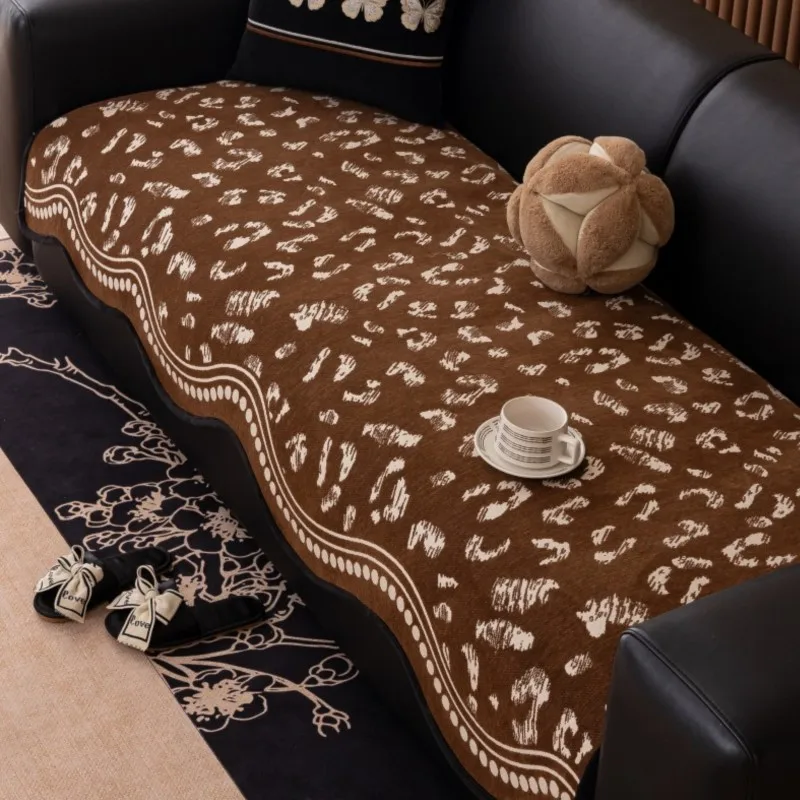 2024 Winter Chenille Sofa Cover Non-Slip Couch Slipcover Protector Universal Irregularity Printed Plush Lace Sofa Cushions