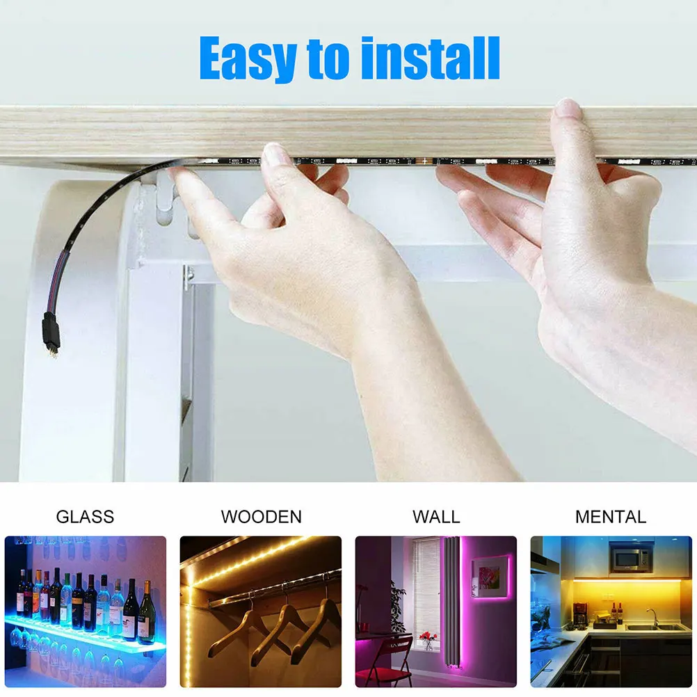 

5 Meter Led Strip Lights Rgb Color Changing App Controlled Wireless Smart Light Strip Backlight