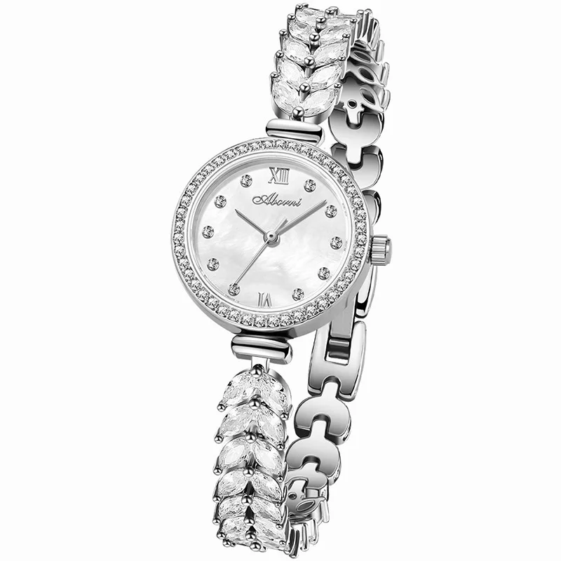 นาฬิกาผู้หญิงแฟชั่น Rhinestone สแตนเลสสตีลควอตซ์นาฬิกาชุดเครื่องประดับ Reloj Mujer (ไม่มีกล่อง)