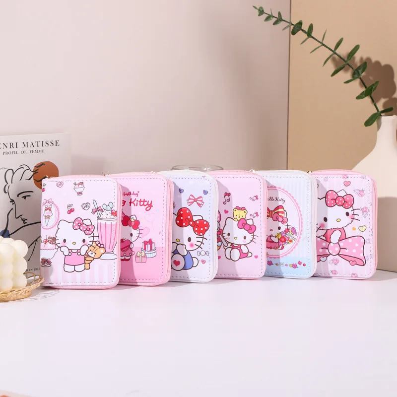 Anime Kawaii Hello Kitty sac cannelle Kuromi ma mélodie sac à main avec boutons pliant portefeuille en polyuréthane sac d'argent décontracté pour les femmes