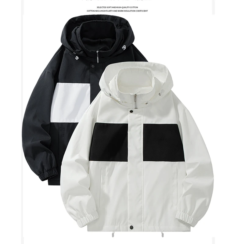 

Windbreaker Autumn Trekking Hiking Cardigan Men Outdoor Waterproof Loose Coats Casual Windproof Women Hood Detachable Hat Jacket